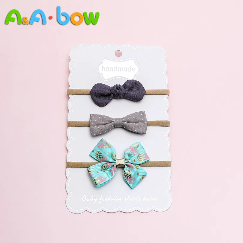 3Pcs/Set Cut Baby Bow Knot Nylon Headband Birthday Party leather bow Elastic Headbands Girls Butterfly Headwear Hair Accessories | Детская