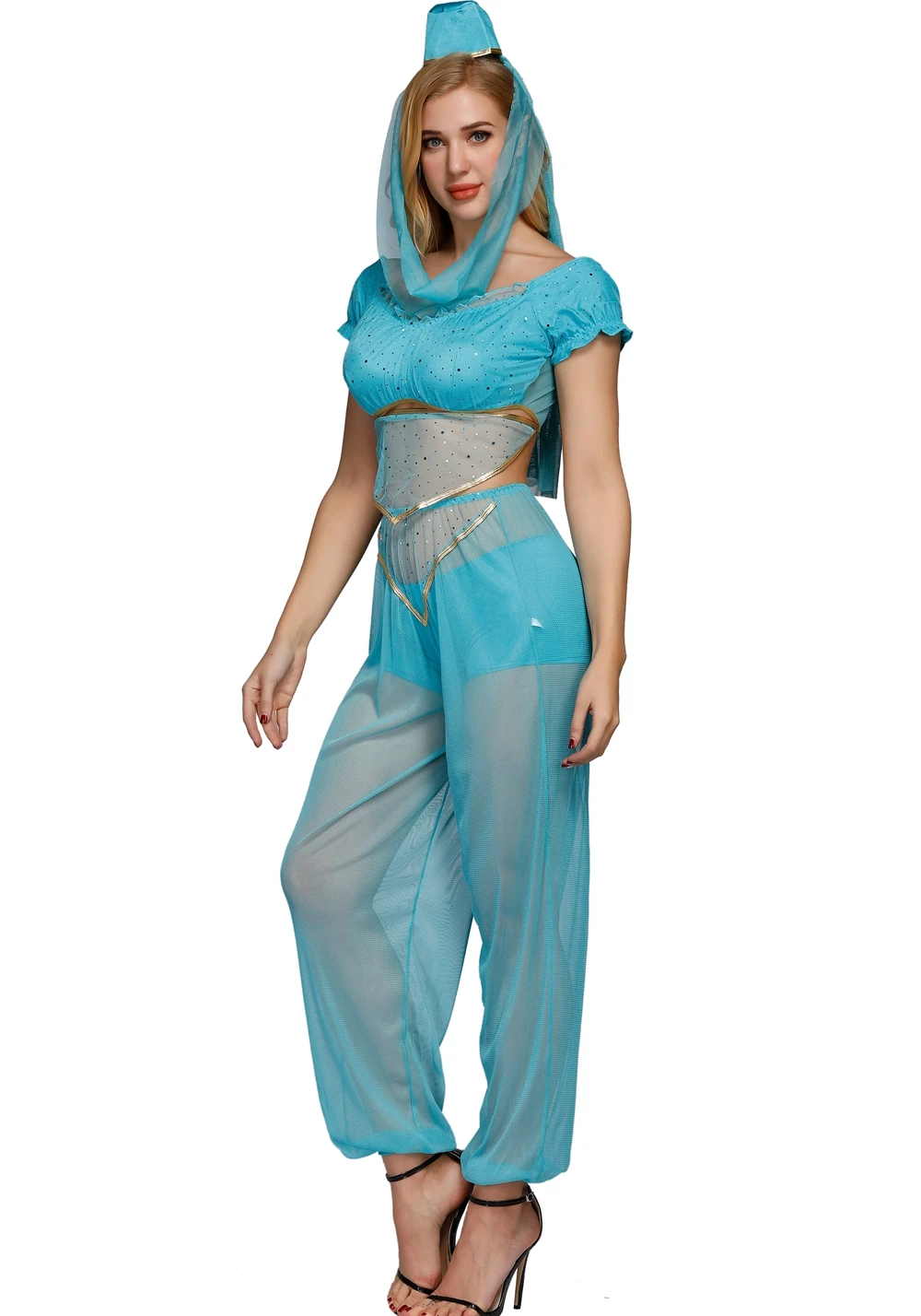 Womens Sexy Bollywood Indian Princess Dancer Genie Jasmine Aladdin ladies Fancy Belly Dance Dress Costume