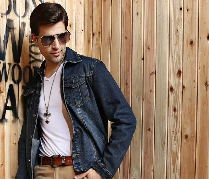 

Europe Men Denim Jacket Coat long-sleeved Retro Warm Thickening Men Denim Jacket Fashion Casual Punk Wind Jacket Coat #68188