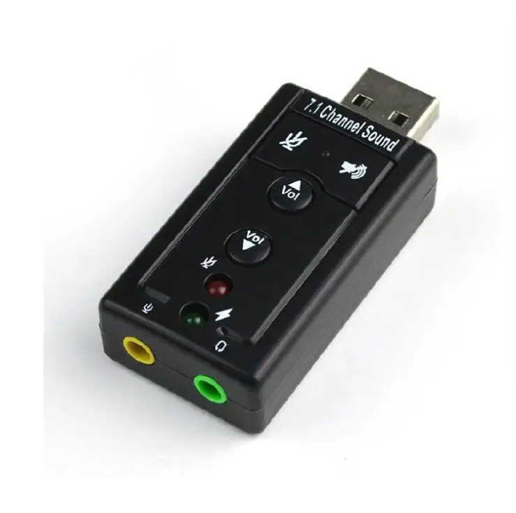 Аналоговый 7 1 канальный динамический звук Внешняя USB Звуковая карта Микрофон