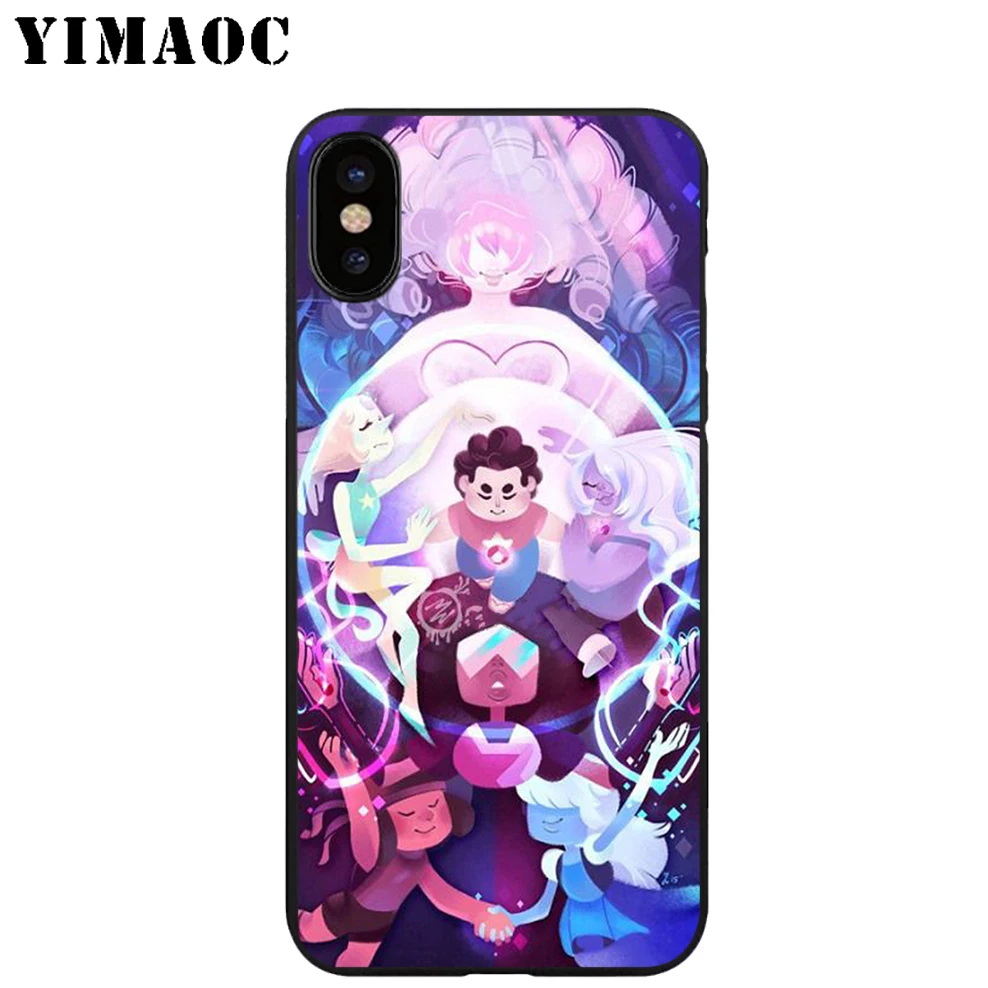 YIMAOC Steven Universe Cute Soft TPU Black Silicone Case for iPhone X or 10 8 7 6 6S Plus 5 5S SE Xr Xs Max |