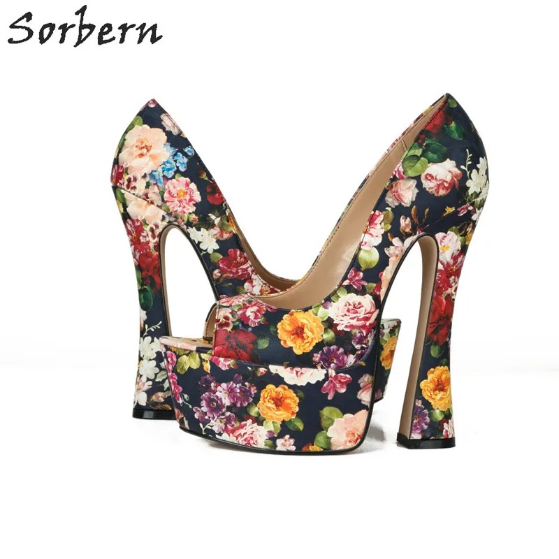 Sorbern/женские туфли-лодочки с цветочным узором туфли на платформе высоком