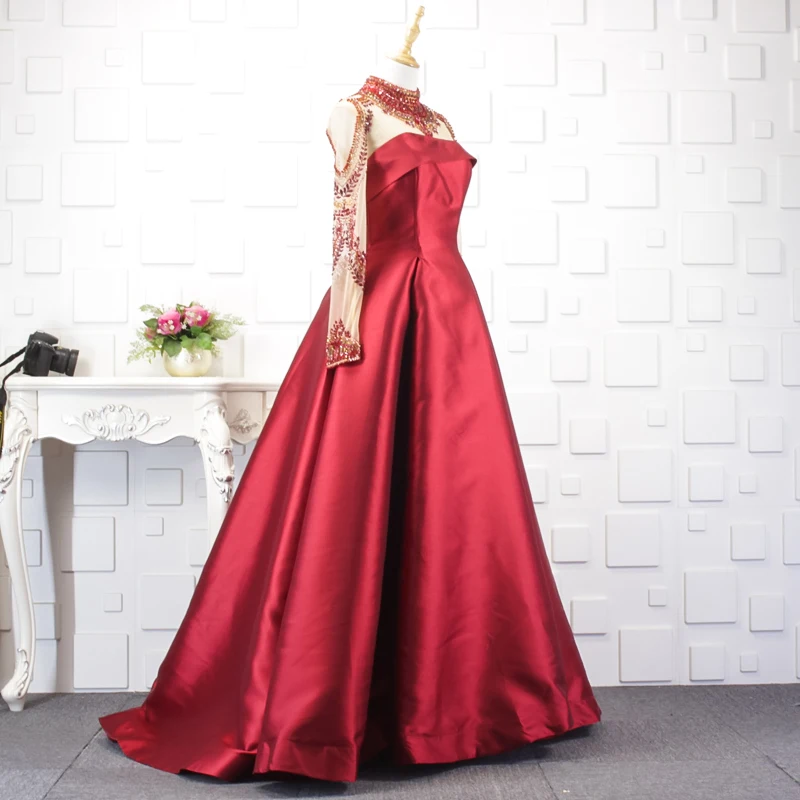 JANCEMBER роскошное платье с длинным рукавом вечернее отделка из бус Кристалл узор