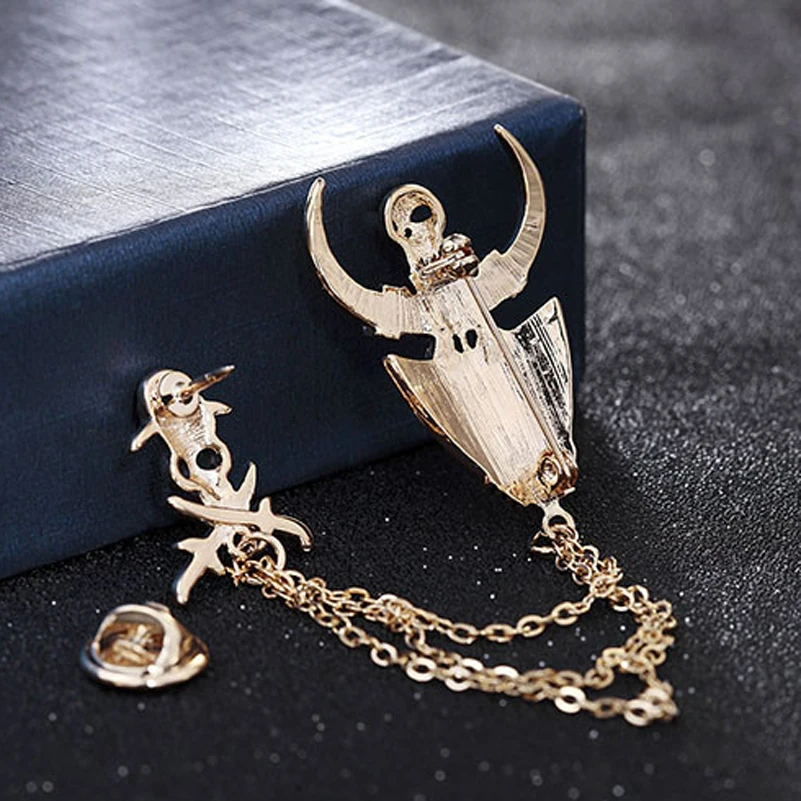 Готический панк унисекс аксессуары череп горный хрусталь Пиратская цепочка