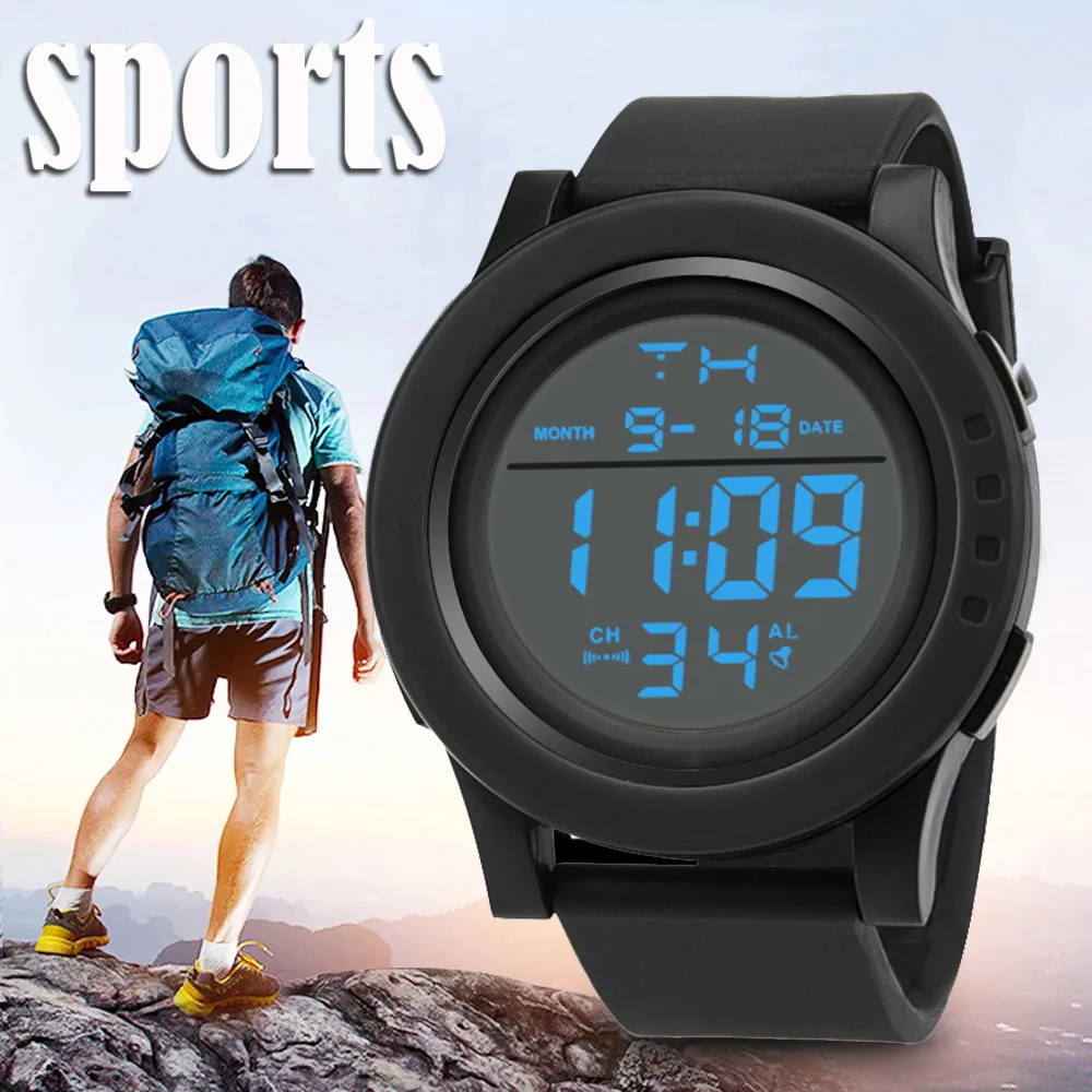 Модные Мужские светодиодные водонепроницаемые цифровые кварцевые Военные