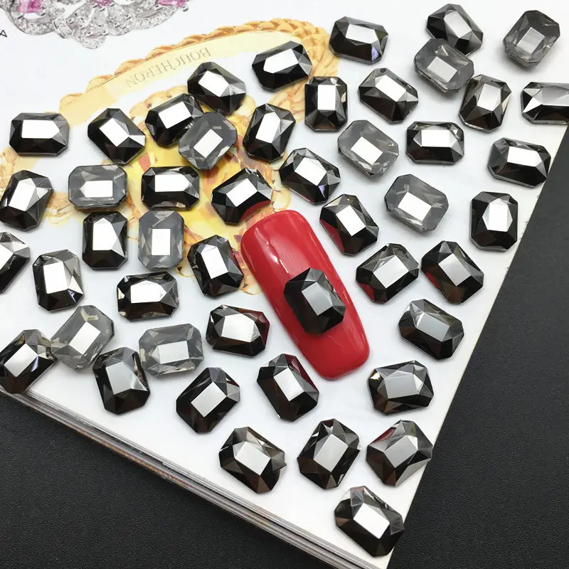 Длинные Восьмиугольные шахтные черные стразы особой формы хрустальные камни для