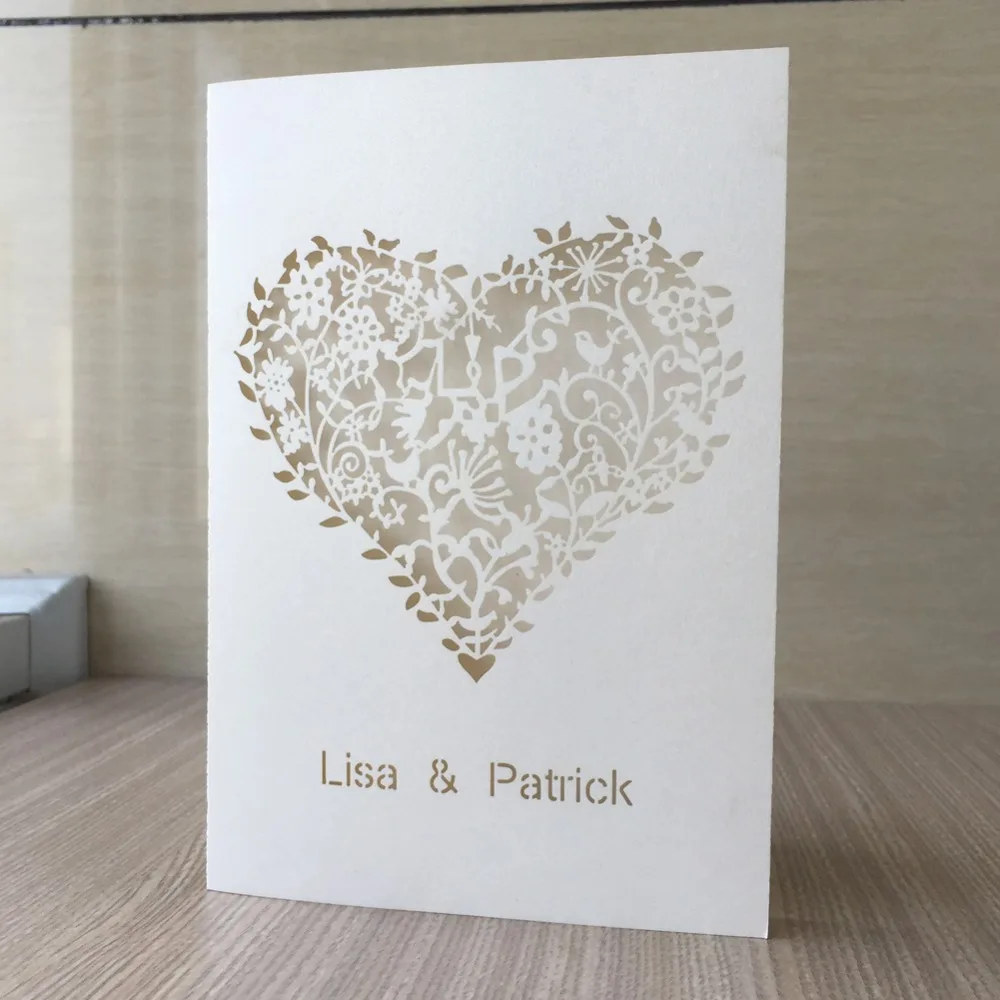 Для печати персона 100 шт. лазерная резка любящее сердце дизайнерские свадебные