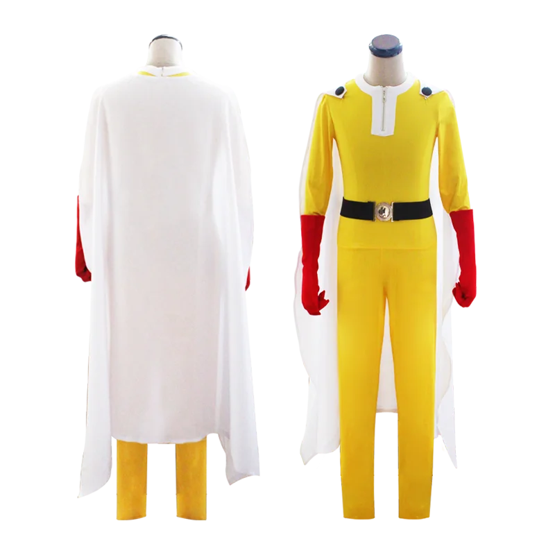 

Japanese Aime One Punch Man Costume Teacher Saitama Oppai Suits with cape Cosplay Jumpsuits with red gloves full sets