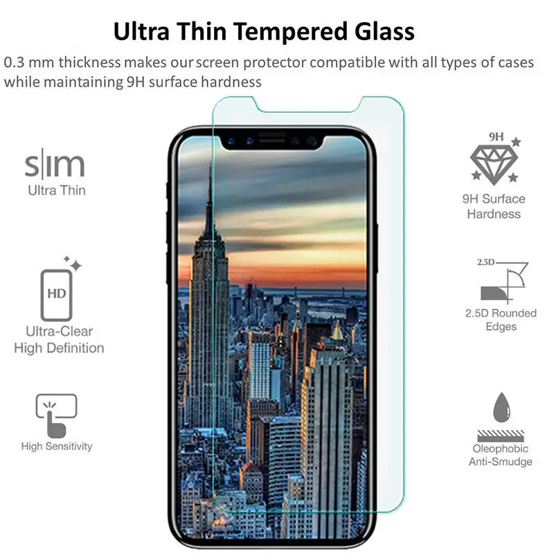 2.5D 9H твердость HD защита от синего света закаленное стекло для iPhone X Защита экрана