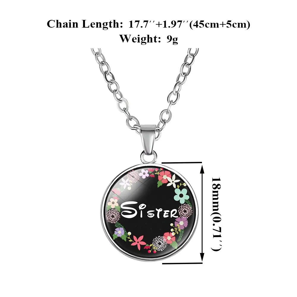 10PC Sister Flower Necklace Jewelry Charms Glass Cabochon Sisters Necklaces Handmade Pendant Women Men Girl Gifts | Украшения и