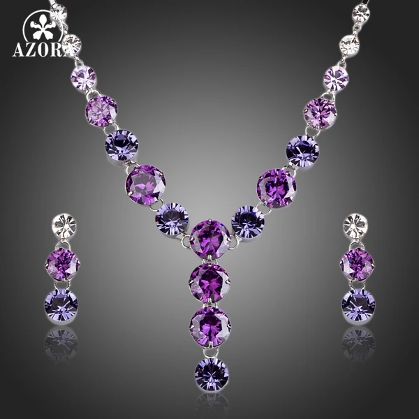 Очаровательное ожерелье и серьги подвески с разноцветным кубическим цирконием