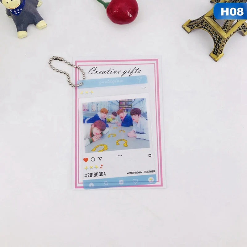 H08 1 шт. K-pop BLACKPINK TWICE GOT7 TXT SEVENTEEN ПВХ прозрачная подвесная цепочка фото карта альбом Фотокарта для фанатов коллекция подарок - Цвет: H08