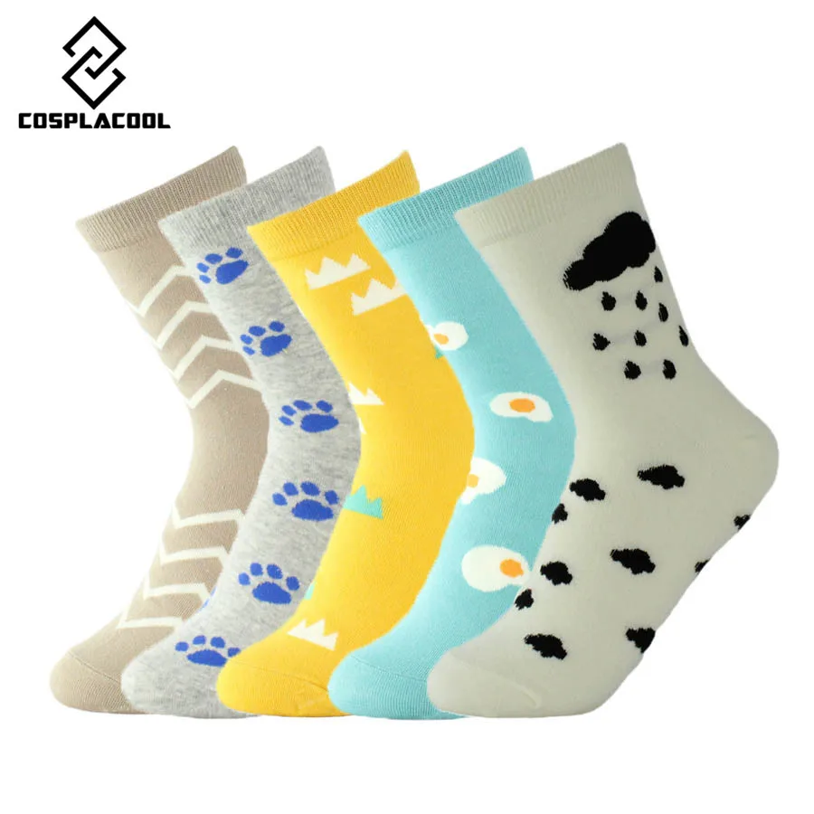 [COSPLACOOL] 5 пар/лот милые хлопковые носки для женщин и девочек Kawaii Egg Donut Sushi забавные