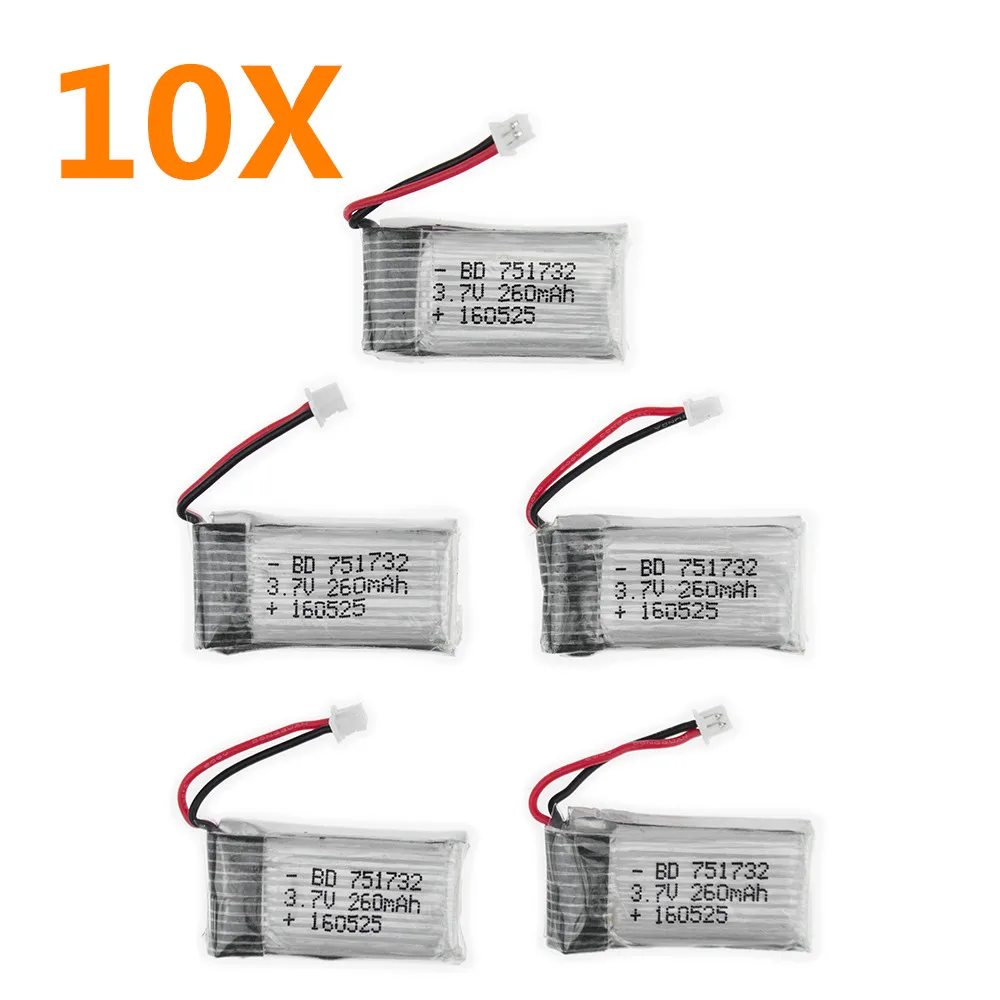 50 шт. 3 7 в 260 мАч Lipo батареи для RC H20 Quadcopter drone parts|Перезаряжаемые батареи| |