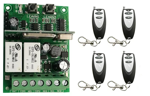 

Индивидуальный код обучения DC9V 12V 24V 10A 2CH дистанционное управление гаражная дверь RF беспроводной пульт дистанционного управления переключатель передатчик + приемник