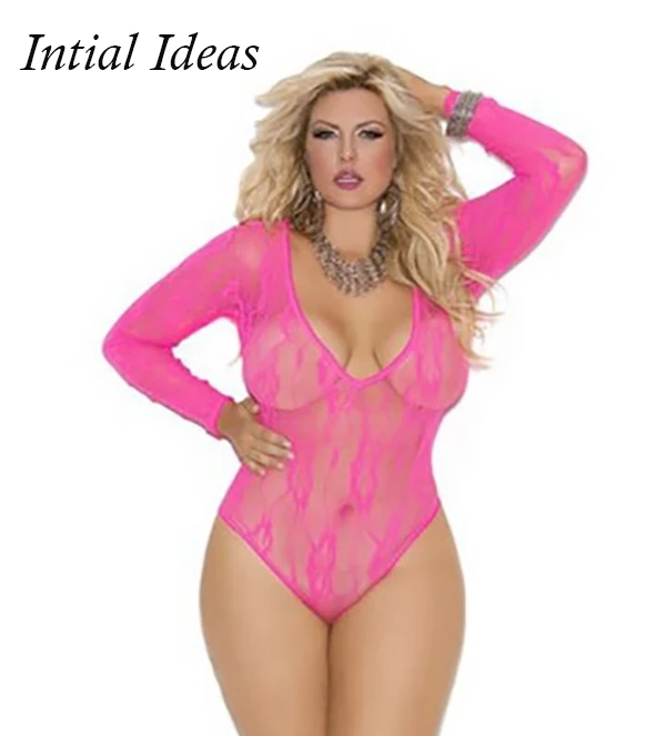 Women's Plus Size Sexy Pajamas Lingerie T430 Night Wear dress Pink Big Lace Erotic Costumes xl xxxl 4xl | Тематическая одежда