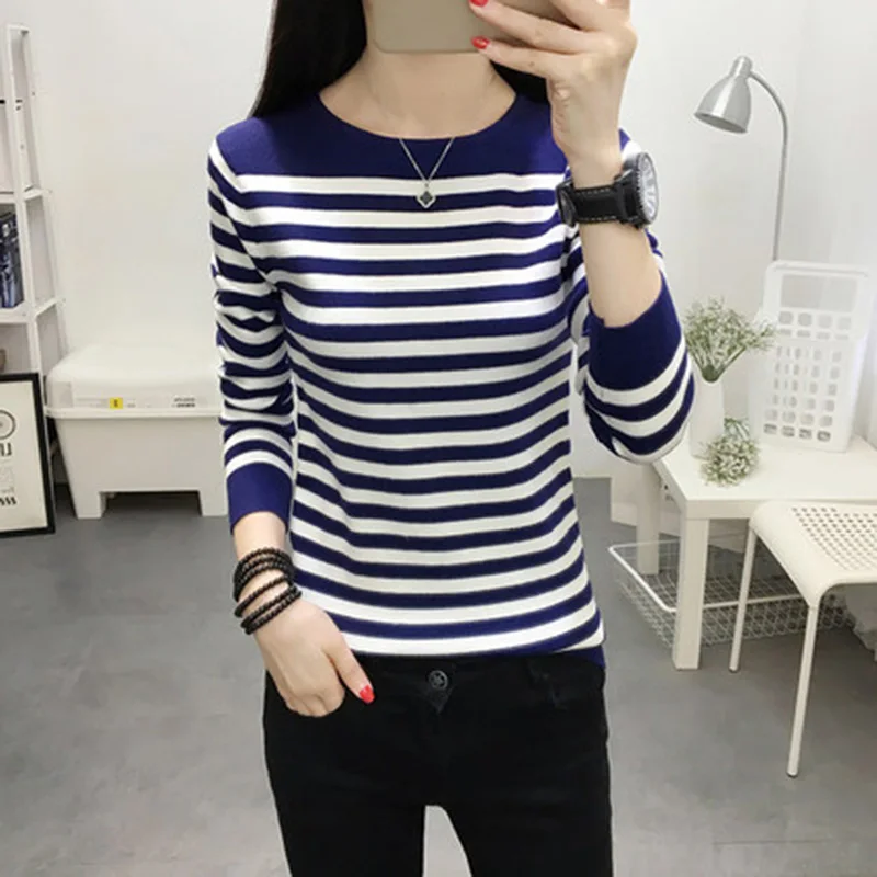 

2019 Spring autumn Korean version Women Loose fashion Round neck long sleeve knitted sweater Bottoming shirt RQ248