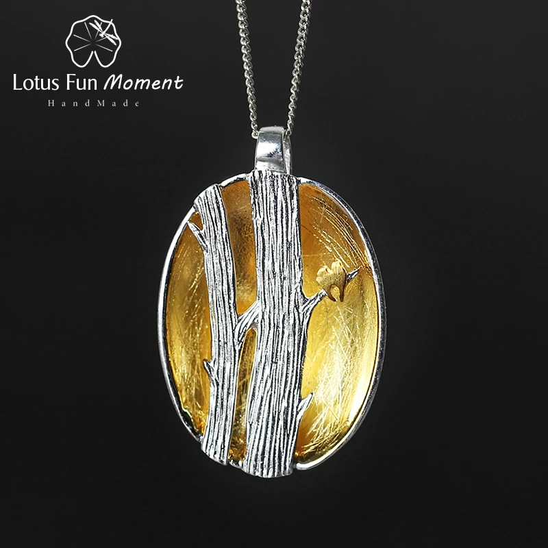 Lotus весело момент реального 925 пробы серебро Модные украшения творческие птицы на ветках Дизайн кулон без Цепочки и ожерелья для Для женщин