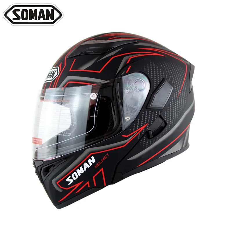 Мотоциклетный шлем Soman SM955 гоночный на все лицо с двойным козырьком уличный для