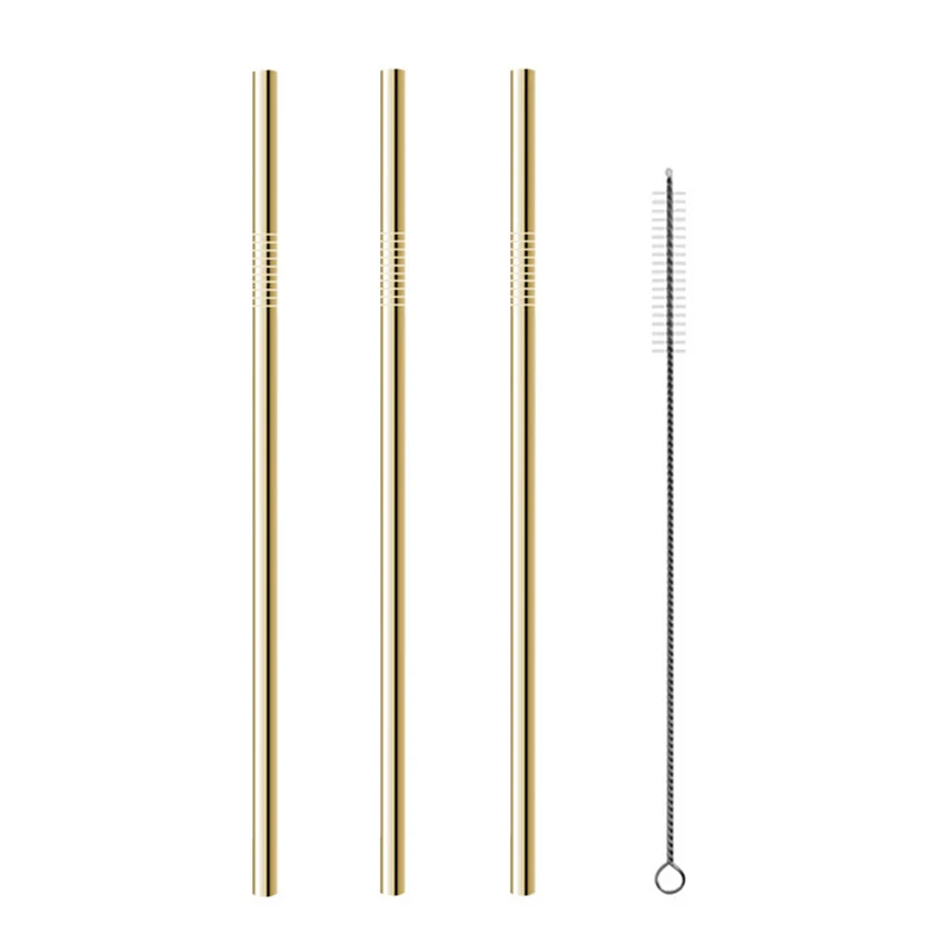 U-Gold 4pc 2/4/8 шт. Многоразовые соломинкой Высокое качество 304 Нержавеющая сталь металлическая соломинка с чистящая щетка для кружек 20/30 унций - Цвет: U-Gold 4pc