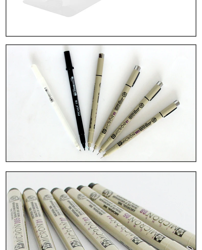 Sakura 6 шт. ручка Pigma micron, ручки для рисования пигментными чернилами, манга, базовый набор для художника 005,01, 05,08, FB кисть, гелли рулон белого цвета