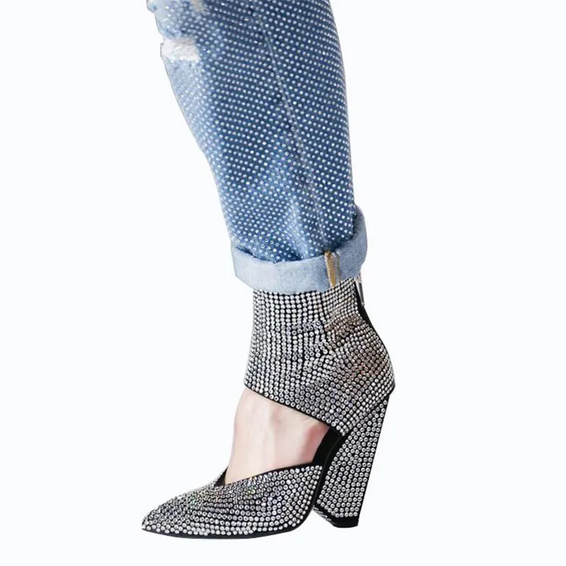crystal sandals Прозрачные женские босоножки на высокой танкетке; обувь с вырезами и острым носком; женские белые пикантные сандалии из пвх на молнии; Mujer - Цвет: crystal sandals
