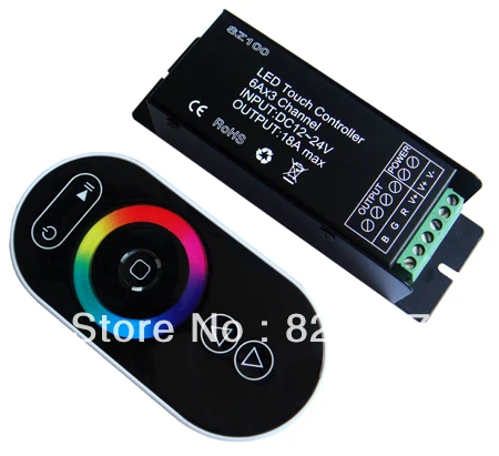 

DHL EMS Free shipping 10pcs/lot RGB Touch Controller DC12-24V, 3*6A, with touch color ring remote
