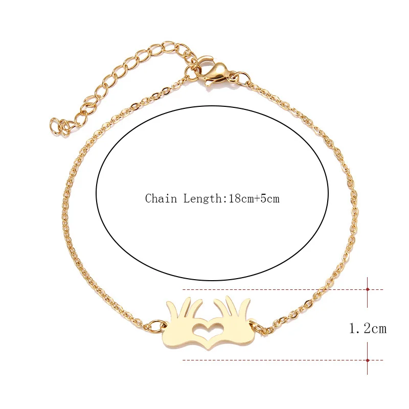 DOTIFI Stainless Steel Bracelet For Women Gold And Silver Color Palm Heart Pulseira Feminina Lover's Engagement Jewelry | Украшения и