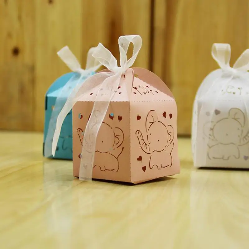 50 шт. ажурные модные коробки для конфет С Рисунком Слона Diy конфеты печенья