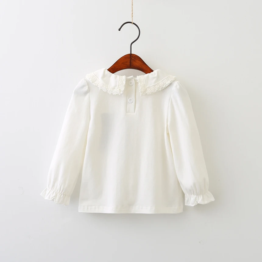 2017 Baby Girls Cotton Ruffles Long Sleeve Blouse Princess Kids Solid Top 5 pieces/lot Wholesale |