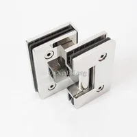 BRAND NEW 2PCS/LOT 304 Stainless Steel Frameless Shower Glass Door Hinges Glass to Glass Clamps Clips Freely Pivot Hinges