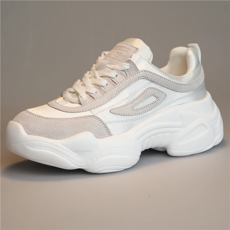 Женские кроссовки на массивной подошве RASMEUP розовые из натуральной кожи модные