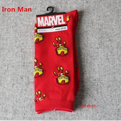 iron man Носки для женщин и мужчин, аниме чудо-женщина, Каратель, гольфы, Бэтмен, Капитан Америка, Супермен, носки с героями мультфильмов, домашние носки - Цвет: iron man