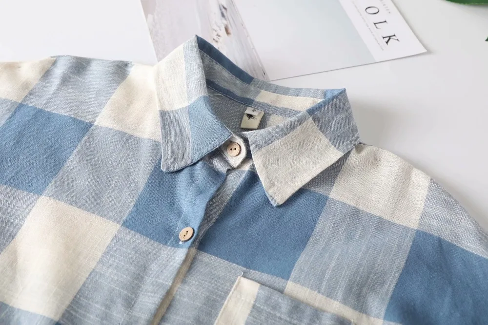 2019 Spring Long Sleeve Women's Plaid Causal shirt Plus Size S-2XL Turn Down Collar Cotton Femme Tops Mujer New |