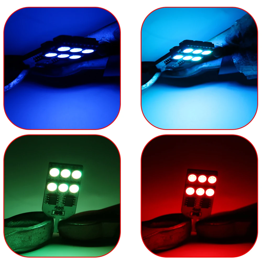 LEEPEE 2 шт./компл. T10 SMD 5050 W5W RGBW светодиодный светильник на танкетке с пультом