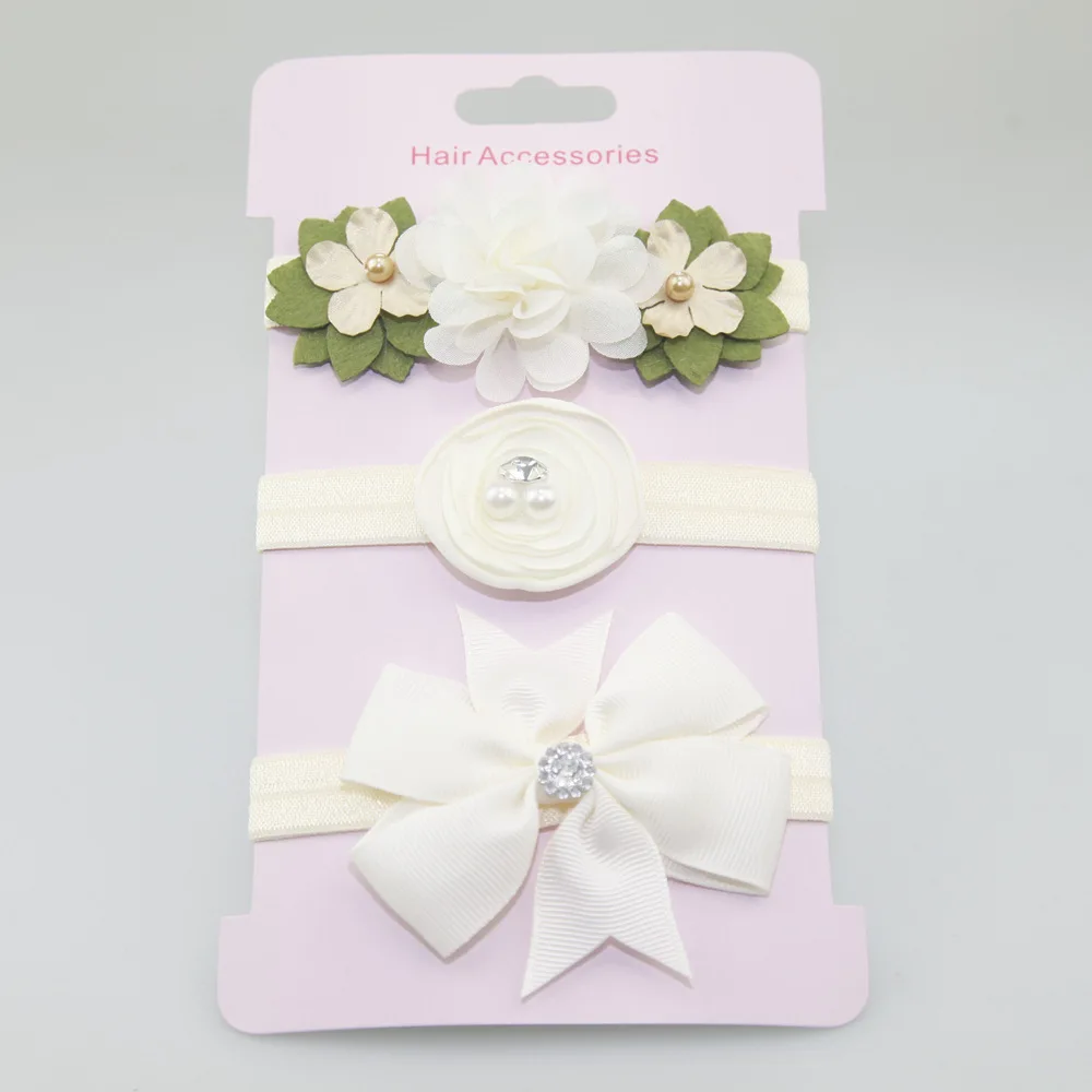 3Pcs Kids Elastic flower headband Headbands Hair Girls baby Bowknot Hairband girl accessories set photography | Детская одежда и