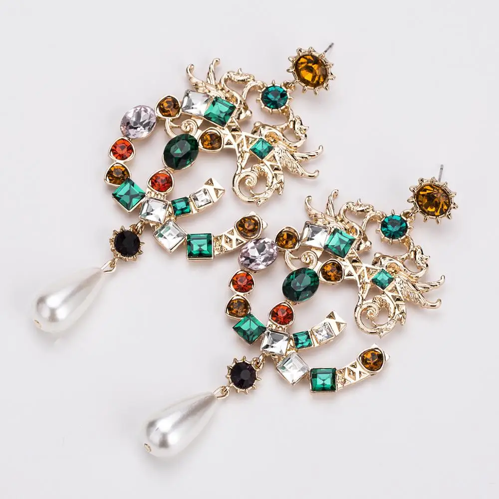 HC богемные Разноцветные кристаллы женские свадебные серьги Элегантные