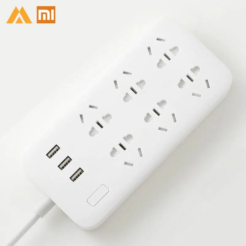 Белый Xiaomi Mijia блок питания 6 розеток С 3 5 в 2.1A Быстрая зарядка USB порты зарядка блок питания для ежедневного использования