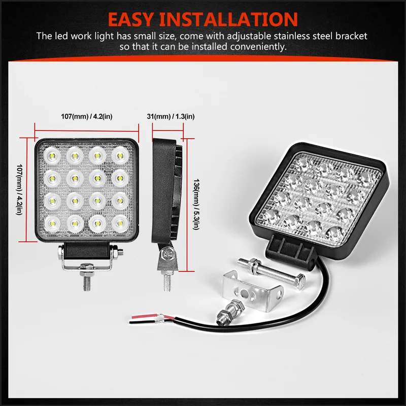 4-дюймовый Тонкий Светодиодный точечный светильник для внедорожников 12 В 24 48 Вт