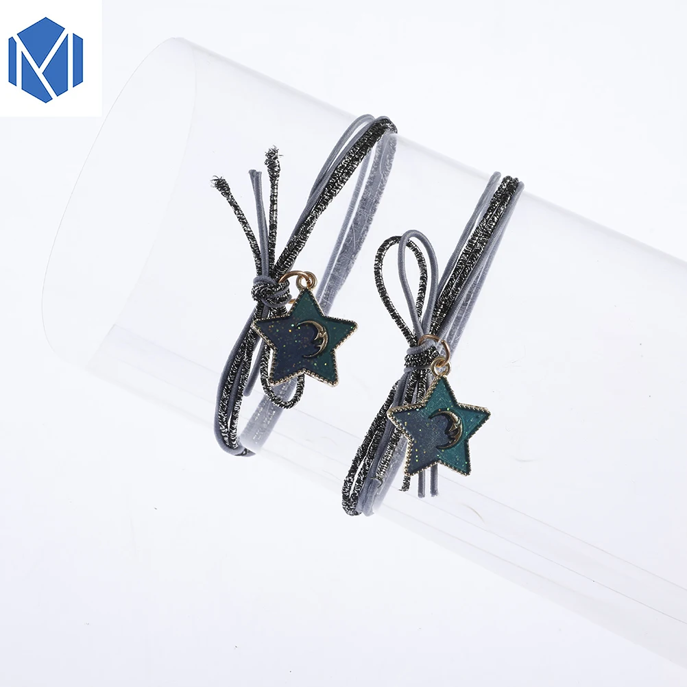 M MISM Fashion 1 пара K Pop женские резинки со звездами эластичные для волос Galaxy Bling Hair Ties