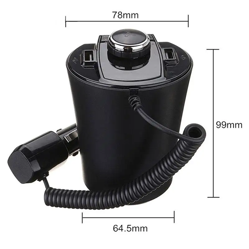 Автомобильный Bluetooth fm-передатчик, музыкальный плеер, подстаканник, Hands Free, поддержка звонков, U диск, TF карта, двойное USB зарядное устройство, музыкальный плеер