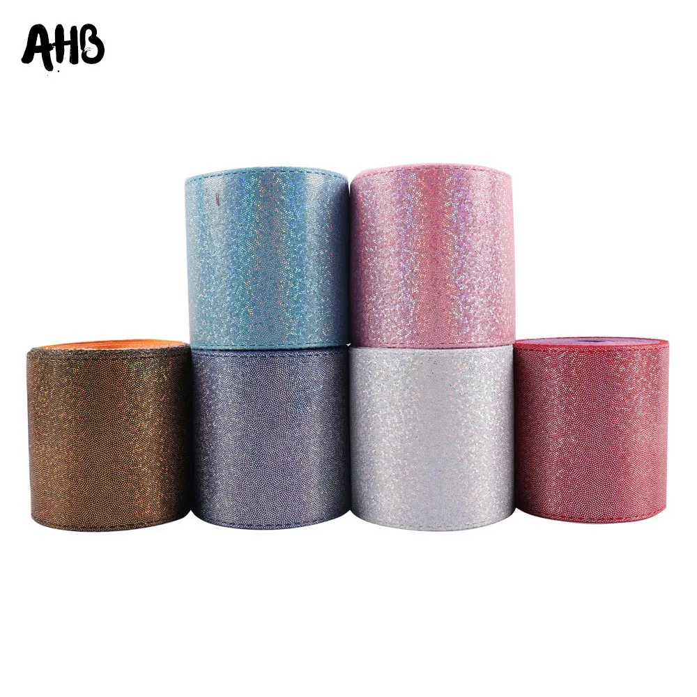 

AHB 3" 75mm Laser Leather Ribbon Shiny Dots Printed DIY Hairbows Accessories Wedding Party Decoration Holiday Decor Materials