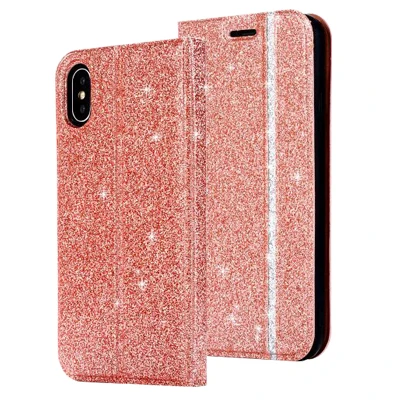 Rose gold Роскошный тонкий Чехол-книжка из кожи+ ТПУ с откидной крышкой для телефона, защитный чехол для iphone X Xs Max X, чехол для iphone 6, 6s, 8, 7 Plus, чехол - Цвет: Rose gold