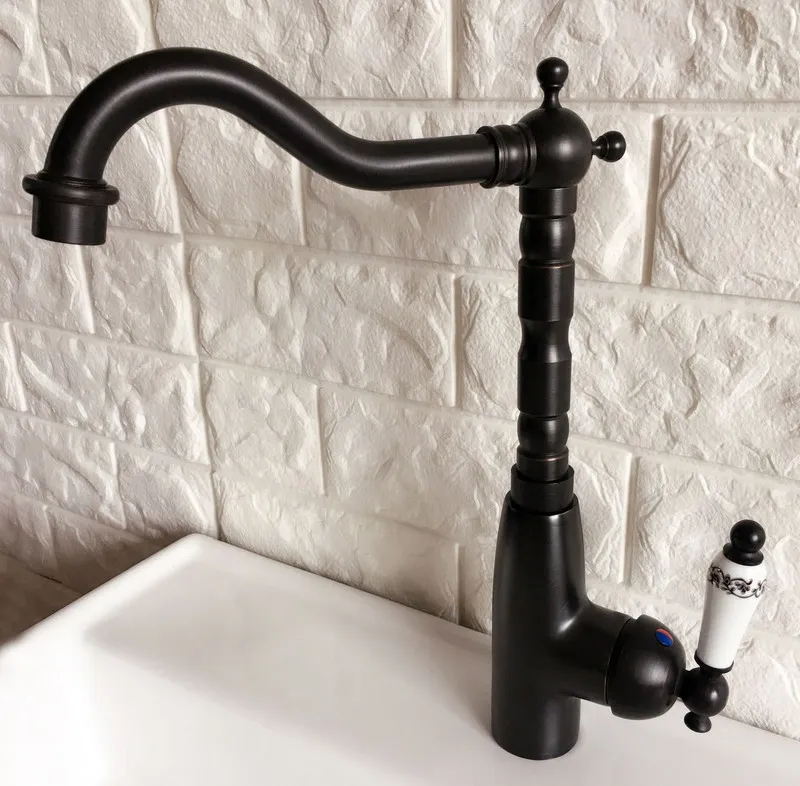 Кухонный мокрой бар кран для раковины ванной комнаты черный масло втирается в