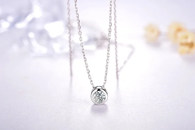 Реальный ZOCAI 0.18CT F-G/VS алмазный кулон 18 K белого золота(Au750) с 925 серебряной цепочкой D04586