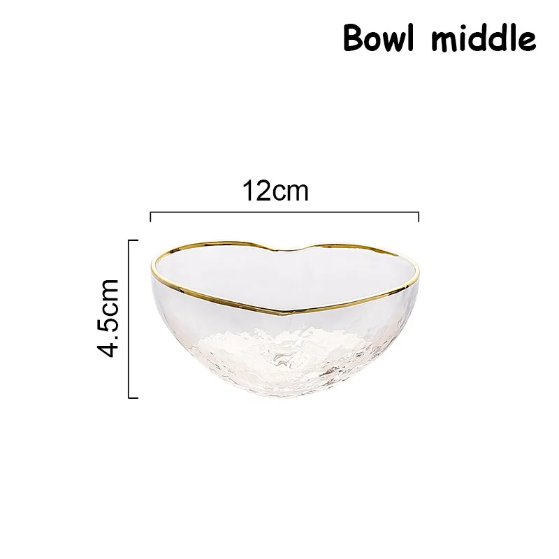 Bowl middle Столовые приборы обеденная тарелка стеклянный поднос салатник в форме сердца блюдо Bestek с золотым краем кружка контейнер столовая посуда прозрачная васильковая миска - Цвет: Bowl middle