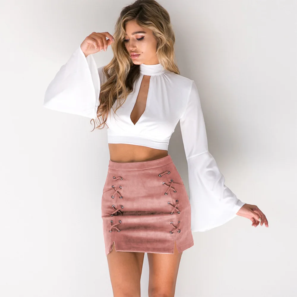 Популярный новейший 2019 замши ремень обтягивающее бедра бюст юбка осень зима