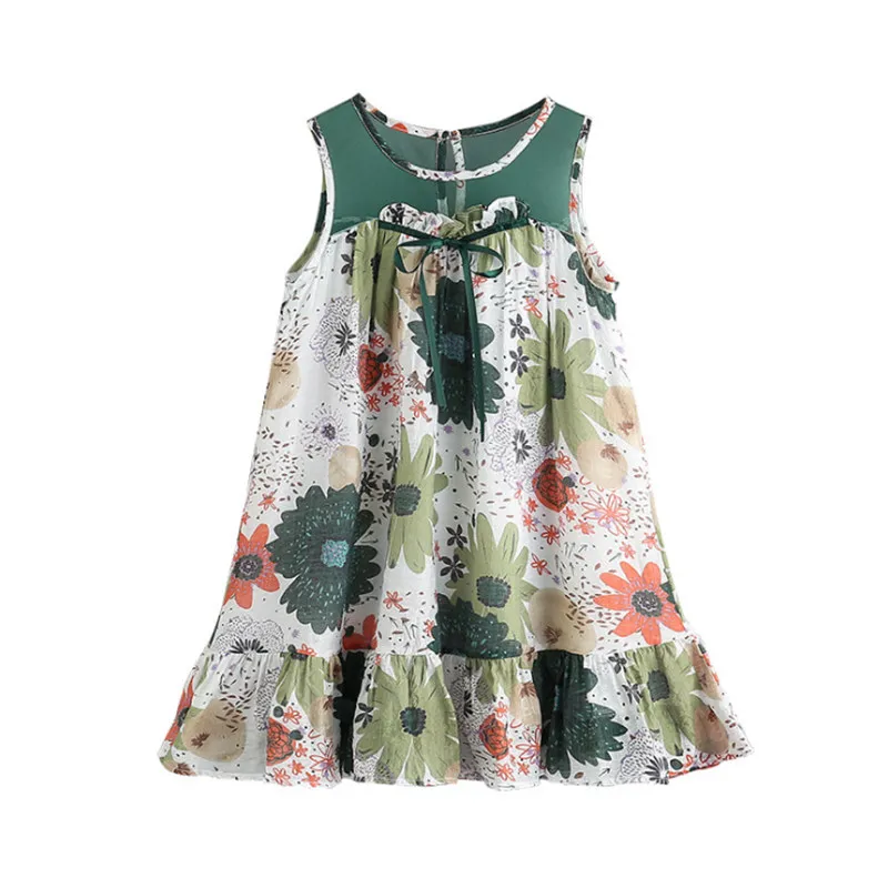 Платье для девочек летнее модное кружевное детское платье с цветочным рисунком