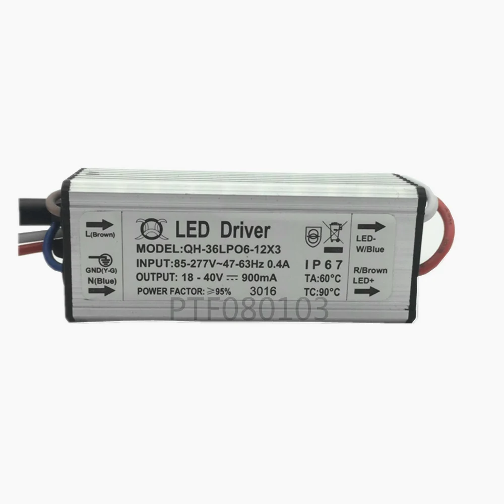 

1pcs 6-12x3W DC18-40V 900mA 220V LED Driver 18w 30w 36w Power Supply IP67 Waterproof Constant Current Driver For FloodLight
