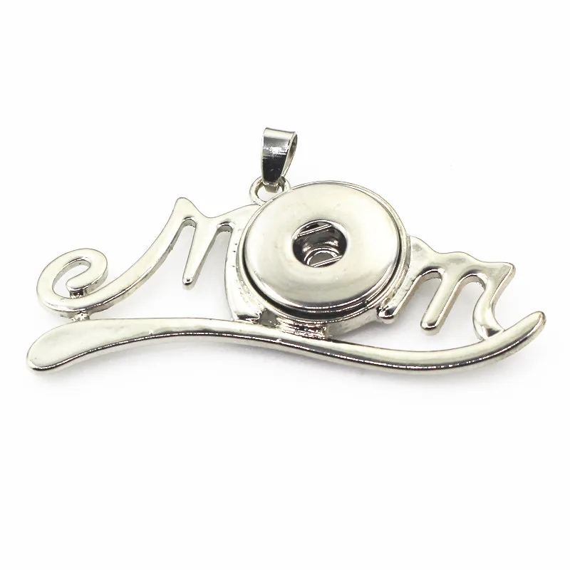 

Necklace pendant 10pcs/lot Silver Mom snap pendants charms Diy snaps jewelry necklace pendant for 18mm Snap Buttons